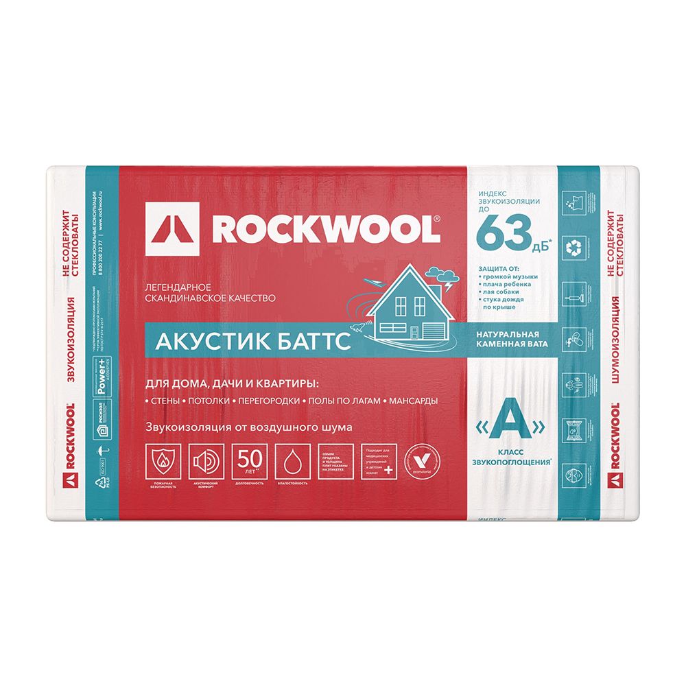 Утеплитель Rockwool Акустик Баттс базальтовая плита 1000х600х50мм