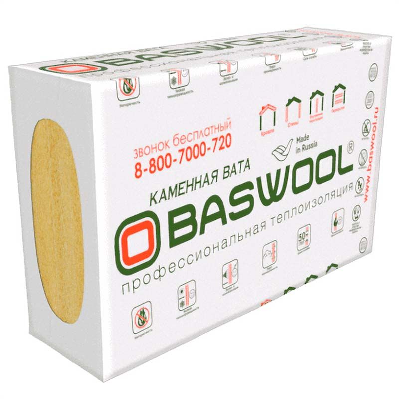 Утеплитель BASWOOL Вент Фасад 80 базальтовая плита 1200х600х100мм
