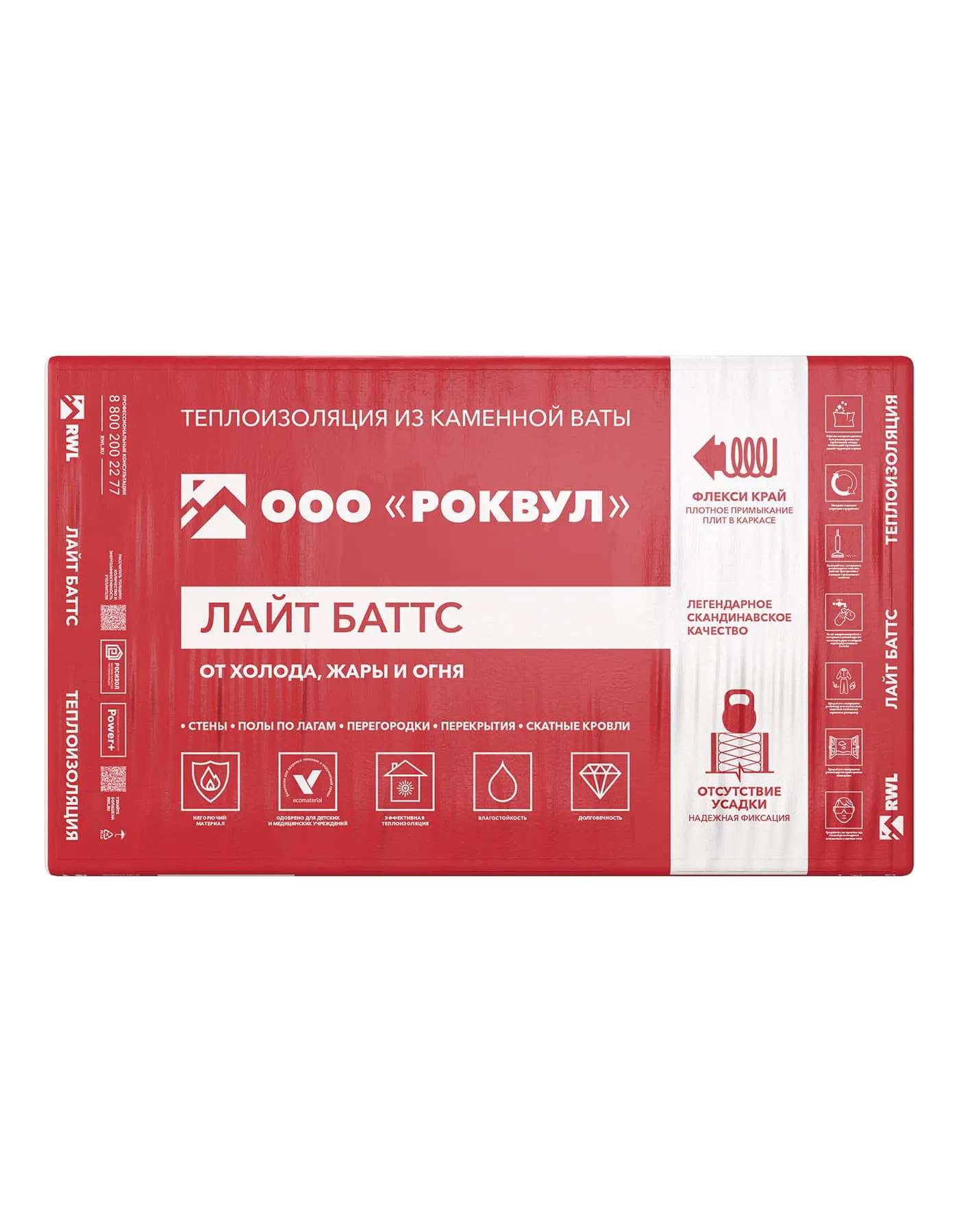 Утеплитель Rockwool Лайт Баттс базальтовая плита 1000х600х50мм